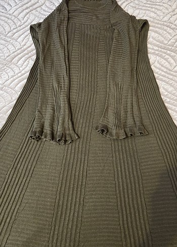 Haki Uzun Kollu Triko Elbise - Görsel 6