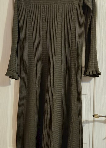 Haki Uzun Kollu Triko Elbise - Görsel 2