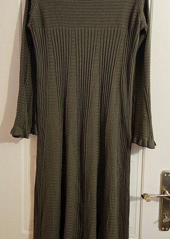 Haki Uzun Kollu Triko Elbise - Görsel 3