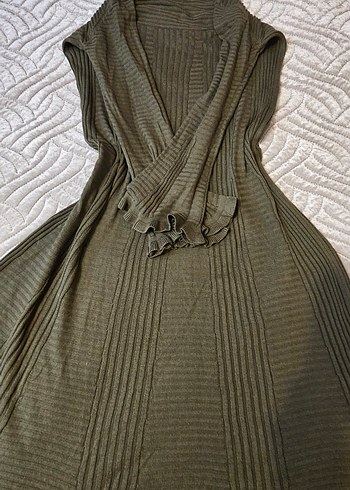 Haki Uzun Kollu Triko Elbise - Görsel 8