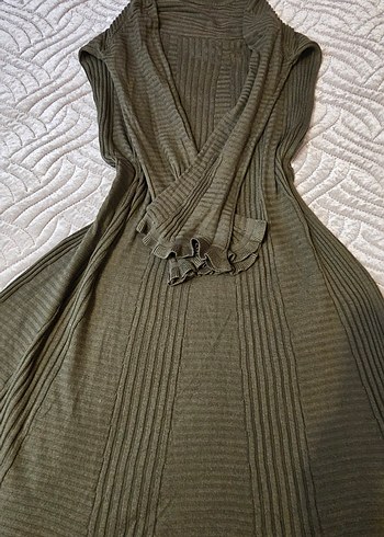 Haki Uzun Kollu Triko Elbise - Görsel 7