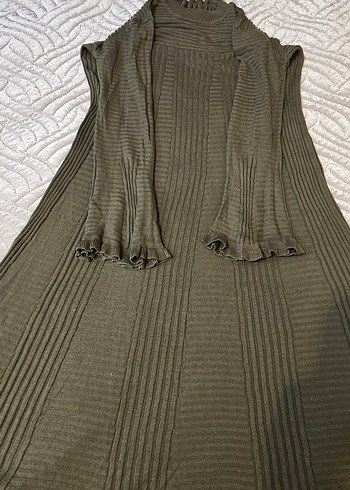 Haki Uzun Kollu Triko Elbise - Görsel 5
