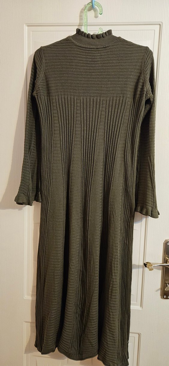 Haki Uzun Kollu Triko Elbise - Görsel 4