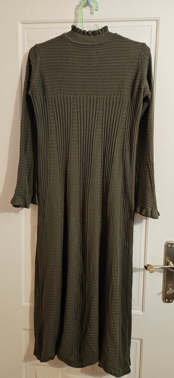 Haki Uzun Kollu Triko Elbise - Görsel 3
