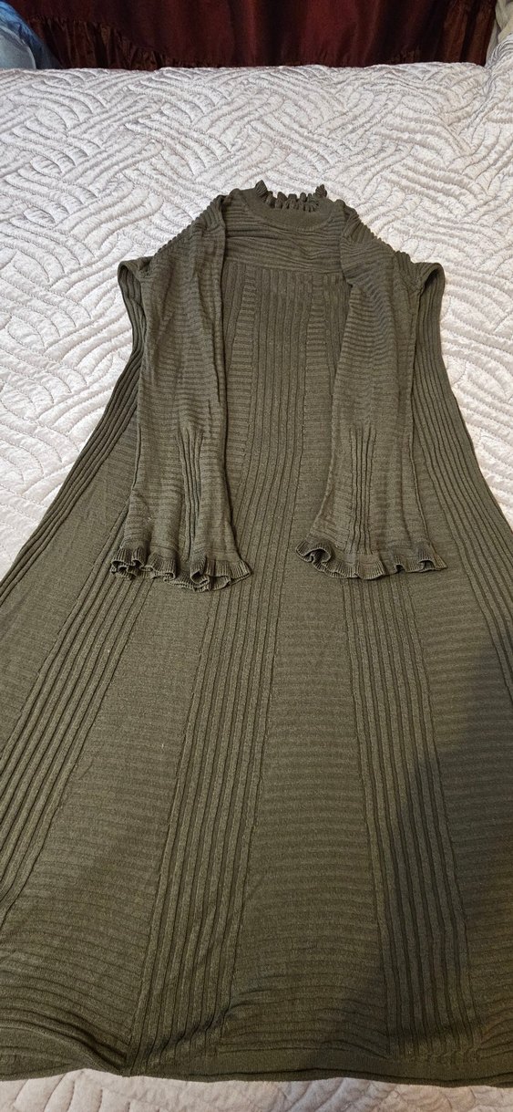 Haki Uzun Kollu Triko Elbise - Görsel 5