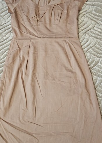 Toz pembe Midi Elbise Yuvarlak Yaka - Görsel 5