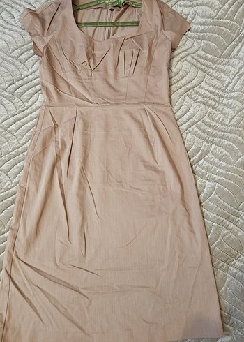 Toz pembe Midi Elbise Yuvarlak Yaka - Görsel 4