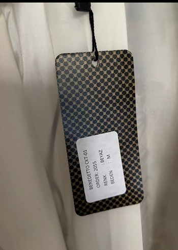 Baskılı Uzun Beyaz Kadın Blazer - Görsel 6