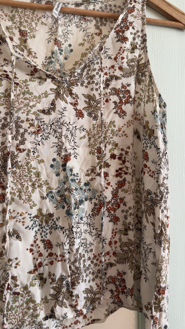 Bohem Desenli V Yaka Kolsuz Bluz - Görsel 5