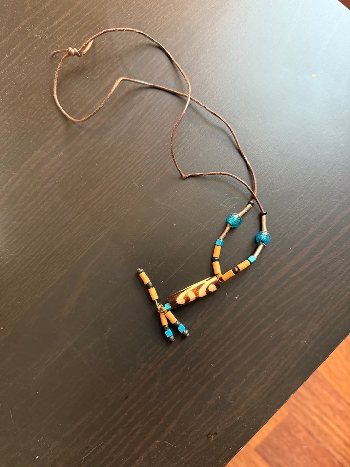 Uzun Turkuaz Boncuklu Kolye - Görsel 2