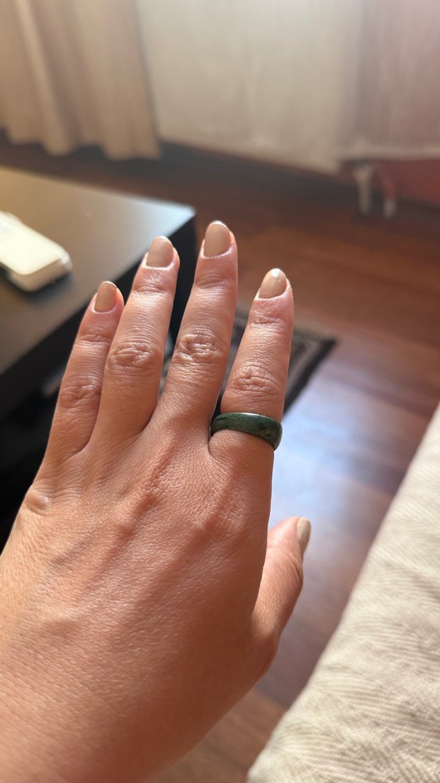 Koyu Yeşil Minimalist Kadın Yüzük - Görsel 3