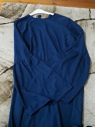 Indigo volan kol tunik elbise