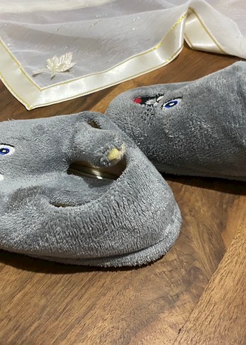 Gri Erkek Çocuk Peluş Terlik - Görsel 5