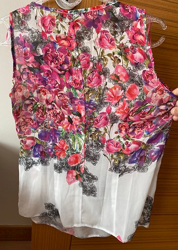 Dantel Detaylı Pembe Çiçekli Bohem Bluz - Görsel 4