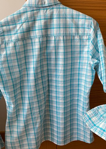 Turkuaz Düğmeli Uzun Kollu Bayan Gömlek - Görsel 4