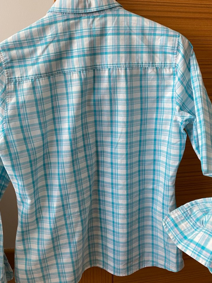Turkuaz Düğmeli Uzun Kollu Bayan Gömlek - Görsel 4