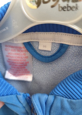 12-18 Ay Beden mavi Renk Mavi Erkek Çocuk Fermuarlı Sweatshirt