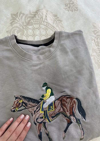 Nakışlı Gri Kadın Sweatshirt