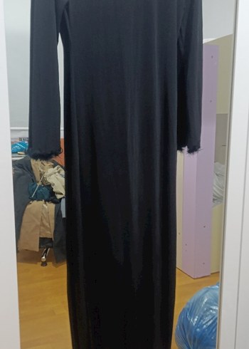 Diğer Uzun Kollu Siyah otrisli Uzun Elbise