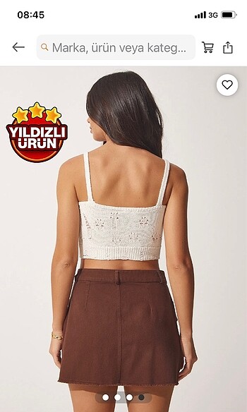 36 Beden İstiridye taşlı crop triko bluz