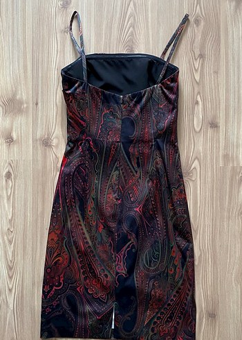 İnce Askılı Drapeli Bohem Kısa Elbise - Görsel 2