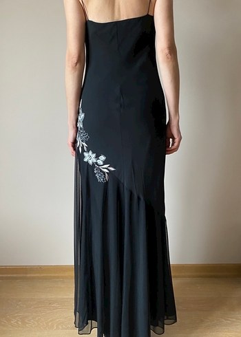 Nakışlı Siyah Uzun Abiye Elbise - Görsel 3