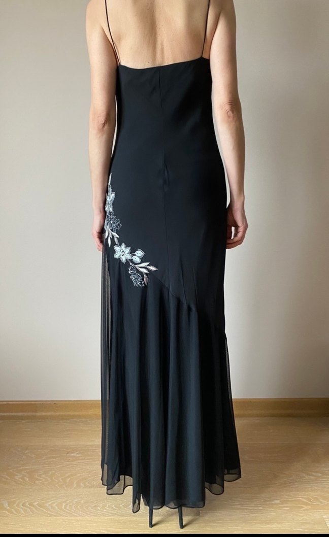 Nakışlı Siyah Uzun Abiye Elbise - Görsel 3