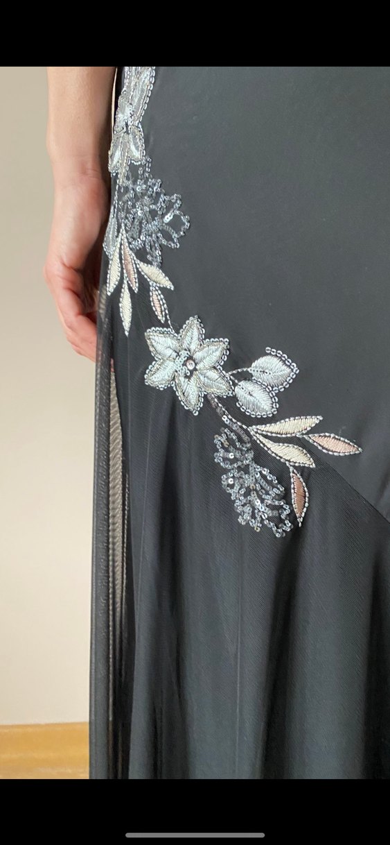 Nakışlı Siyah Uzun Abiye Elbise - Görsel 2