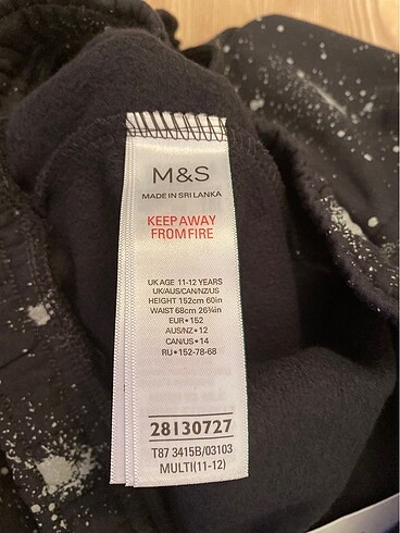 11-12 Yaş Beden siyah Renk Marks & Spencer orijinal eşofman 11-12 yaş