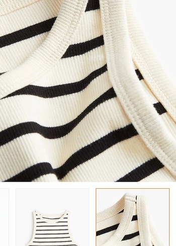 s Beden Krem/Siyah Çizgili Kısa Crop Top