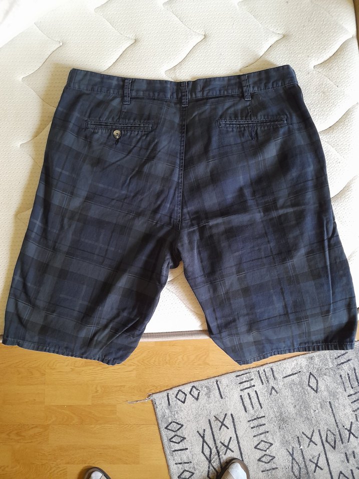 Lacivert ekose Erkek rahat bermuda şort - Görsel 2