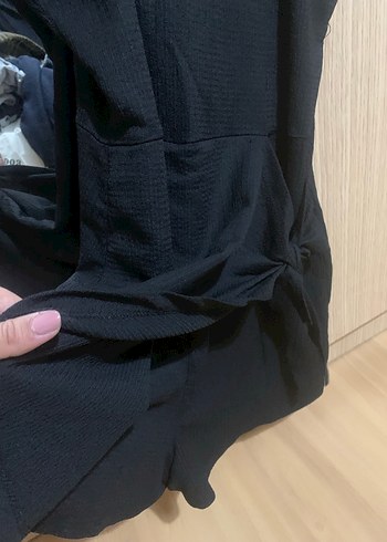 Siyah Midi Askılı Bel Detaylı Şortlu Elbises - Görsel 2