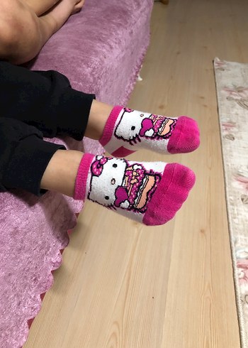 Kız Çocuk Pembe Desenli Sıcak Çorap