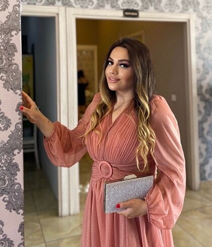Trendyol & Milla Simli pudra abiye prenses elbisesi