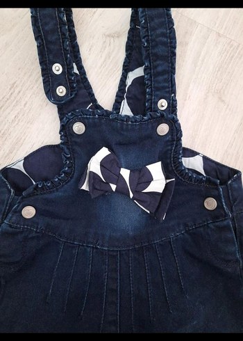 6-9 Ay Beden Kanz marka hic giyilmemiş Kız Çocuk Lacivert Denim Tulum