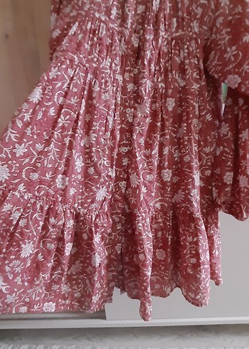 Mango MANGO Volanlı Bohem Bordo ELBİSE