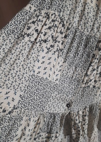 10 Yaş Beden Zara Desenli Uzun Bej Elbise