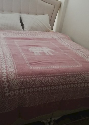 Pembe Fil Desenli çift kişilik battaniye