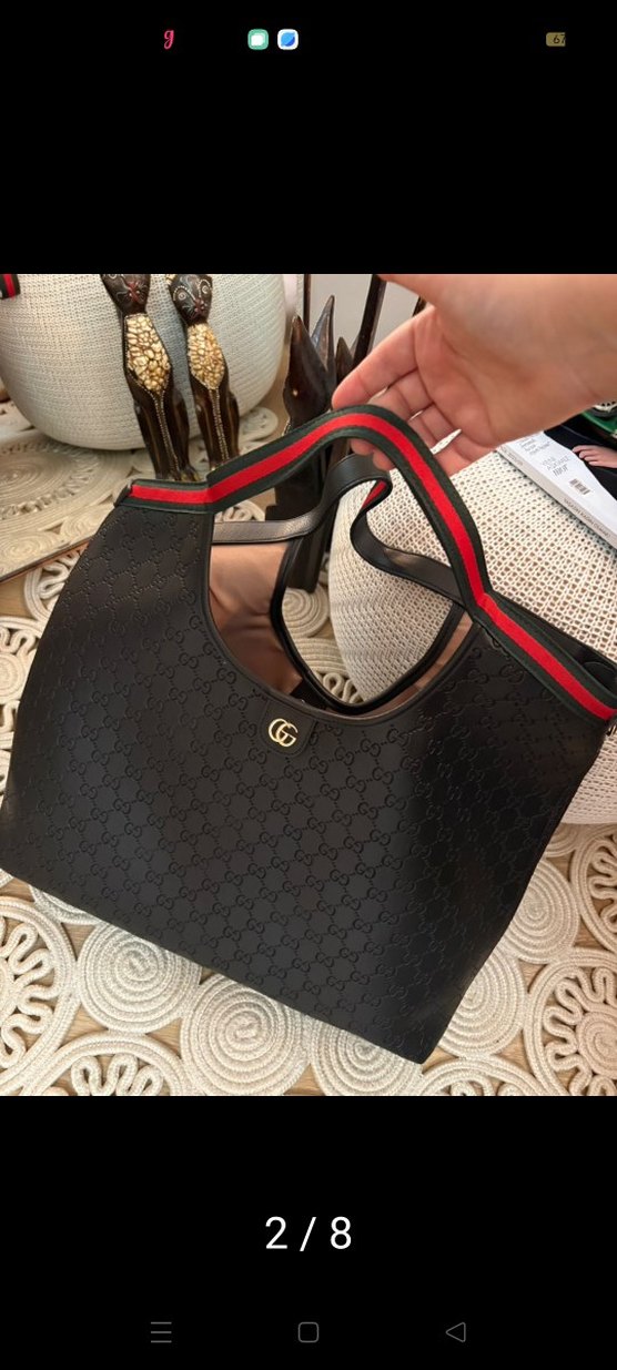 Siyah Deri Gucci Kadın large boy Omuz Çantası ithal üründür - Görsel 4
