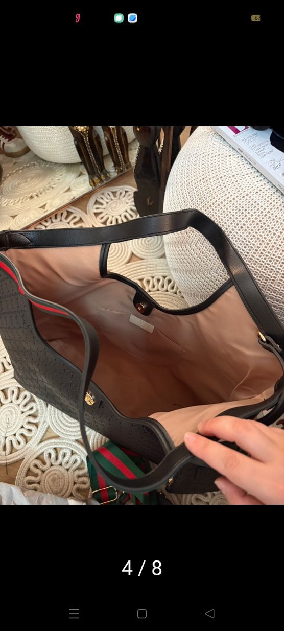 Siyah Deri Gucci Kadın large boy Omuz Çantası ithal üründür - Görsel 5