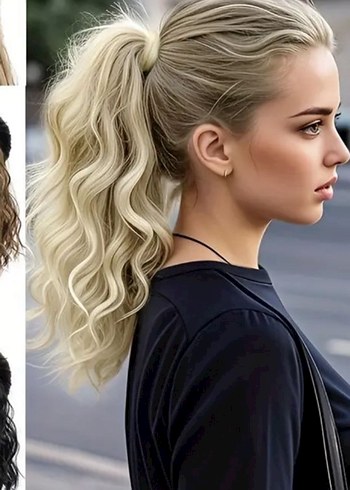 Bej Elastik Dalgalı Sentetik Saç Tokası - Görsel 2