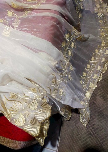 Nakışlı Beyaz Tül Perde - Görsel 4