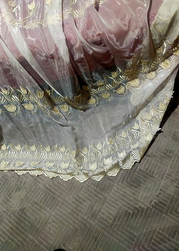 Nakışlı Beyaz Tül Perde - Görsel 6