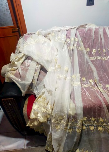 Nakışlı Beyaz Tül Perde - Görsel 3