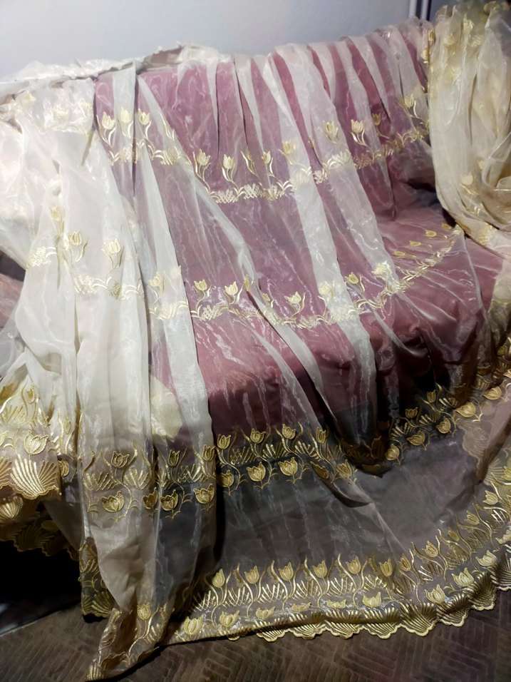 Nakışlı Beyaz Tül Perde - Görsel 2