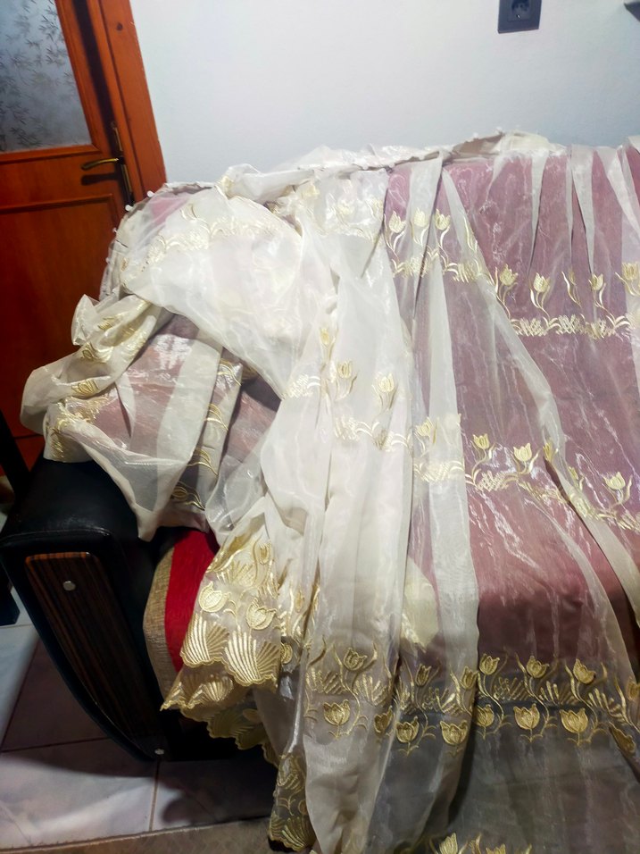 Nakışlı Beyaz Tül Perde - Görsel 3