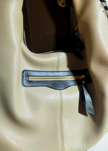 Bej Deri Fermuarlı Kadın Çanta - Görsel 3