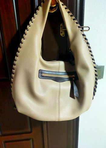 Bej Deri Fermuarlı Kadın Çanta - Görsel 4