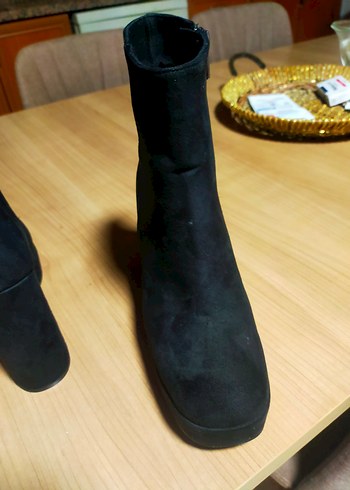 Siyah Lastikli Blok Topuk Kadın Bot - Görsel 7