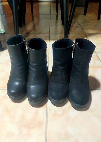 Siyah Deri Kadın Topuklu Bot - Görsel 4